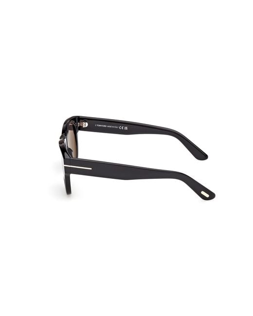 Tom Ford Black Ft1305 Burton-02 01A Sunglasses Acetate Smoke Round Normal for men