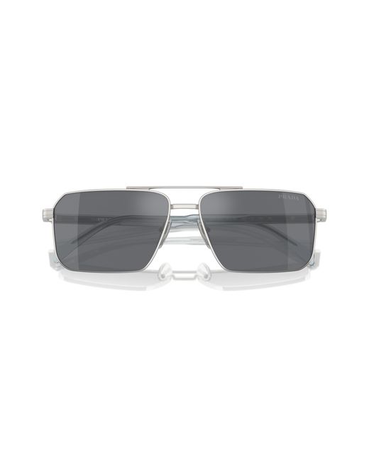 Prada Black Pr A57S 1Bc175 Sunglasses Steel Squared Normal Flash for men