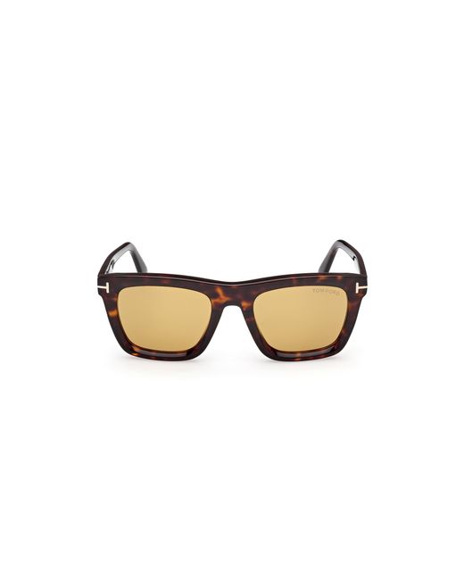 Tom Ford Black Ft1207 Lelio 52E Sunglasses Acetate Giallo Squared Normal for men