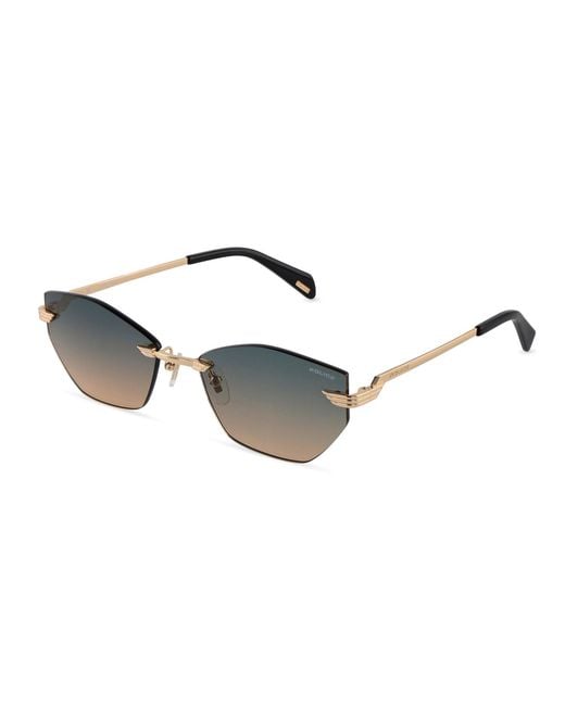 Police Black Splu10 Electra 2 300J Sunglasses Metal Geometric Normal Nuanced
