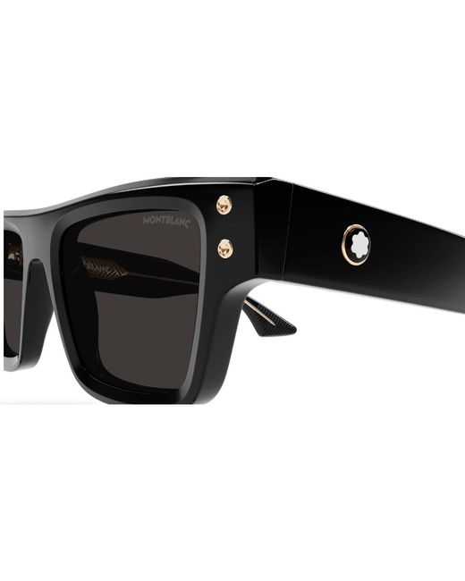 Montblanc Black Mb0253S 001 Sunglasses Acetate Squared for men