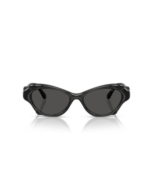 Swarovski Black Sk6050 108787 Sunglasses Injected Cat Eye Normal