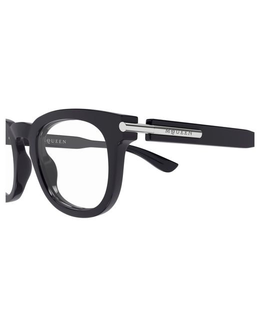 McQueen Black Am0498O 003 Optical Frames Acetate Transparent Round for men