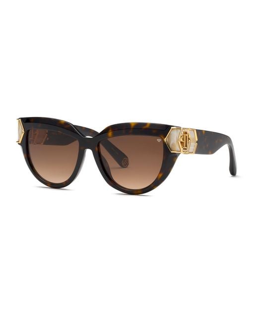 Philipp Plein Black Spp176M Plein Capture 722 Sunglasses Acetate Butterfly Normal Shaded