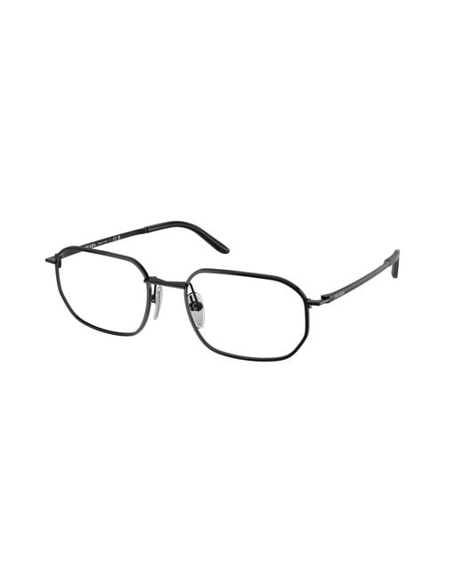 Prada Black Pr D51V 1Ab1O1 Optical Frames Metal Transparent Geometric Normal for men