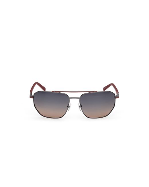 Timberland Black Tb00038 06D Sunglasses Metal Smoke Squared Polarized for men