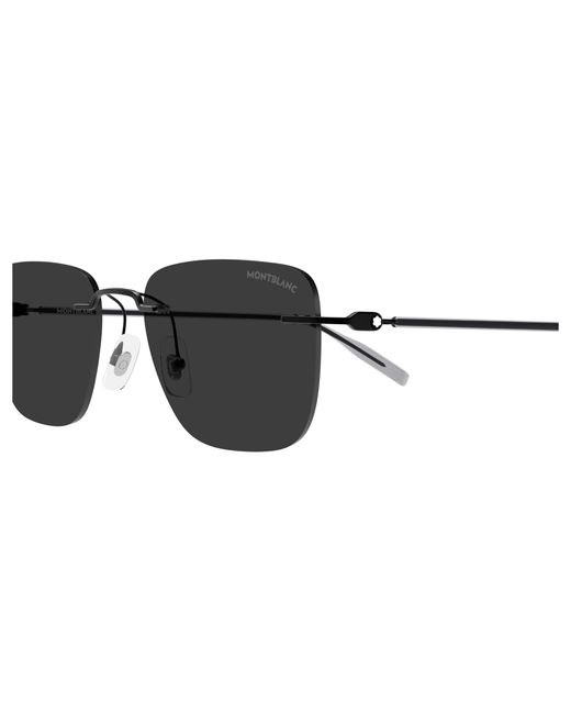 Montblanc Black Mb0470S 001 Sunglasses Metal Squared for men