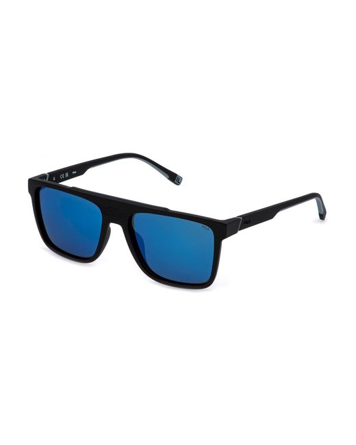 Fila Black Sfid20 U28P Sunglasses Injected Smoke Squared Polarized Mirrored for men