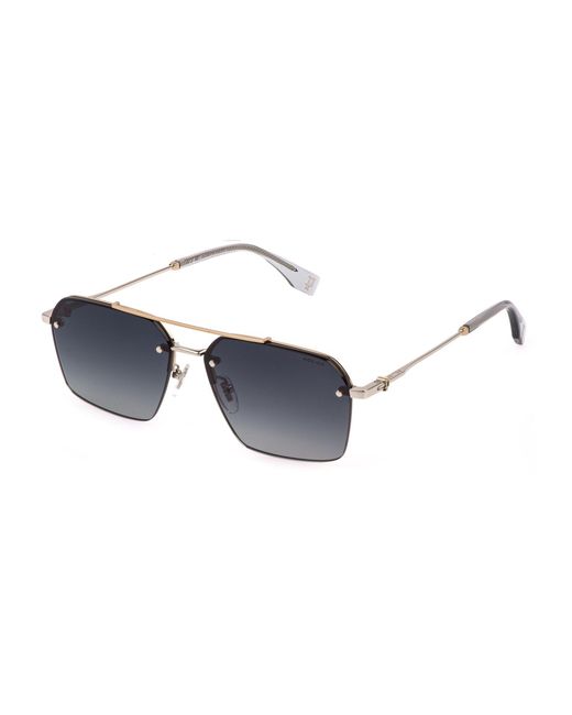 Police Black Splq90 Force 9 340 Sunglasses Metal Smoke Squared Anti-Glare Nuanced for men
