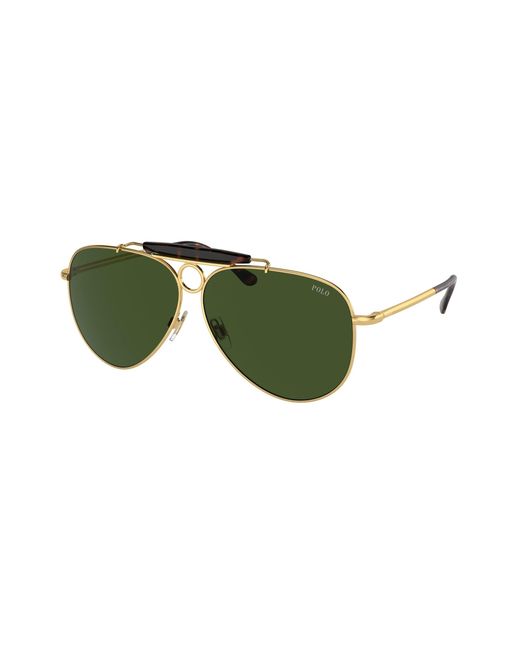 Polo Ralph Lauren Green Ph3149 941171 Sunglasses Metal Pilot Normal for men