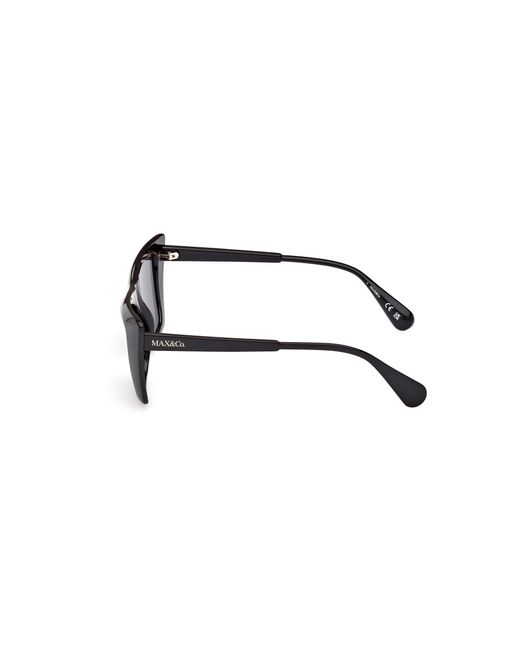 MAX&Co. Black Mo0122 01A Sunglasses Injected Smoke Cat Eye Normal