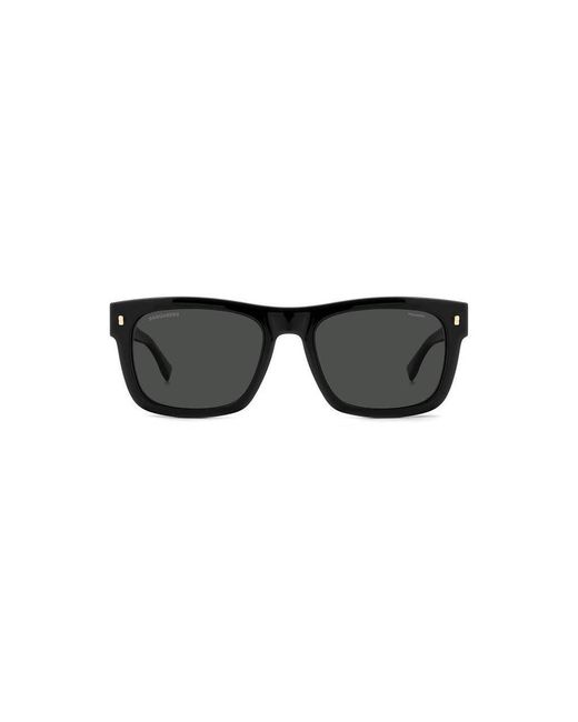DSquared² Black D2 0100/Cs 807/M9 Sunglasses Plastic Geometric Polarized Clip-On for men