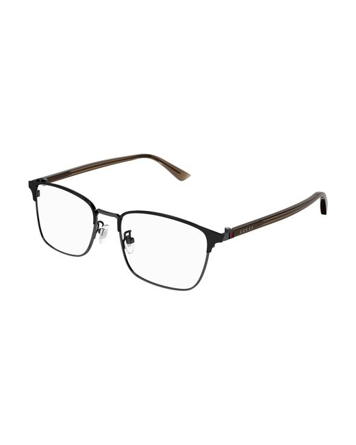 Gucci Black Gg1124Oa 003 Optical Frames Metal Squared for men