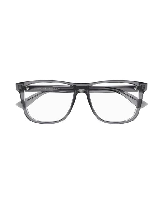 McQueen Black Am0463O 003 Optical Frames Acetate Transparent Pilot for men