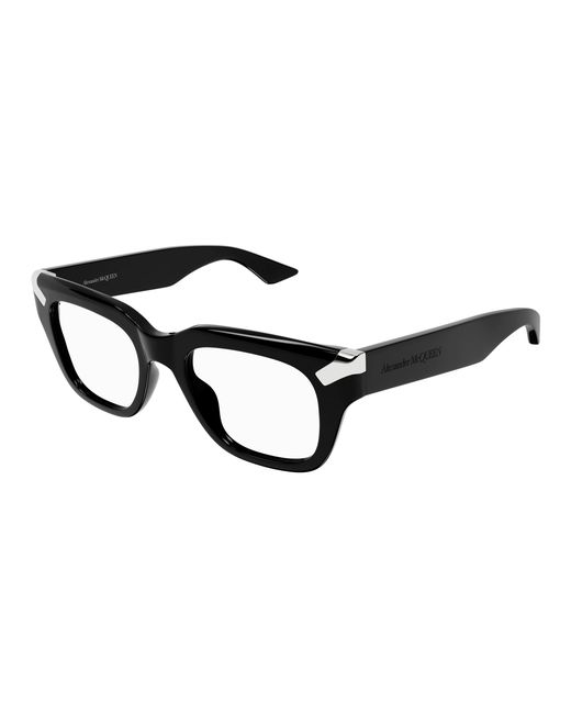 McQueen Black Am0443O 001 Optical Frames Acetate Transparent Squared for men