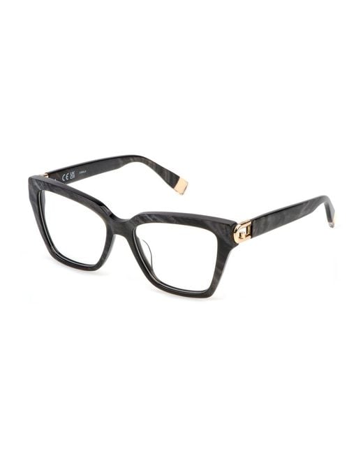 Furla Black Vfu826 701 Optical Frames Acetate Squared