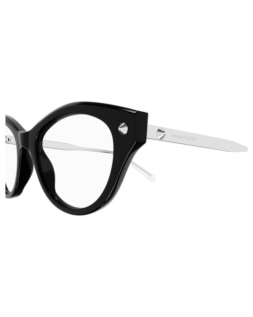 McQueen Black Am0485O 001 Optical Frames Acetate Transparent Cat Eye