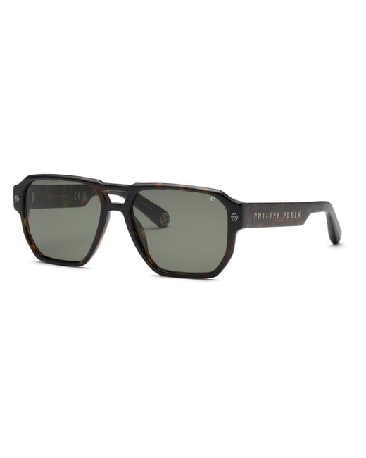 Philipp Plein Black Spp200V Plein Stud 722 Sunglasses Acetate Geometric Normal for men