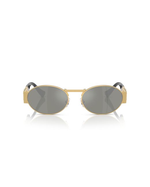 Versace Black Ve2264 100230 Sunglasses Steel Round Mirrored for men