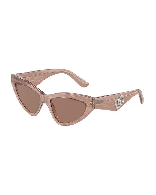 Dolce & Gabbana Brown Dg4439 3411/3 Sunglasses Acetate Cat Eye Normal