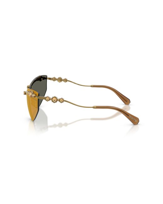 Swarovski Black Sk7039 40427P Sunglasses Metal Geometric Mirror