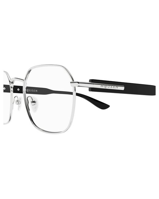 McQueen Black Am0499O 001 Optical Frames Acetate Transparent Geometric for men