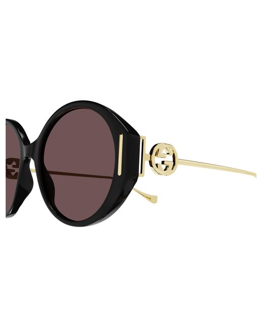 Gucci Black Gg1202Sk 001 Sunglasses Acetate Round Normal