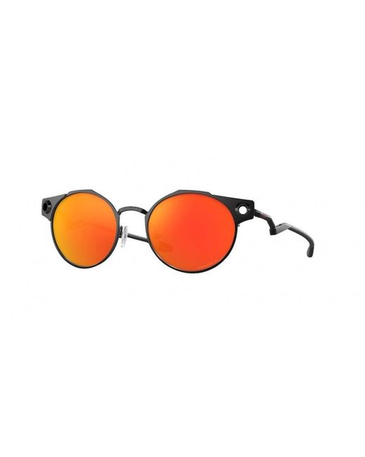 Oakley Black Oo6046 Deadbolt 604607 Sunglasses Titanium Round Polarized Prizm for men
