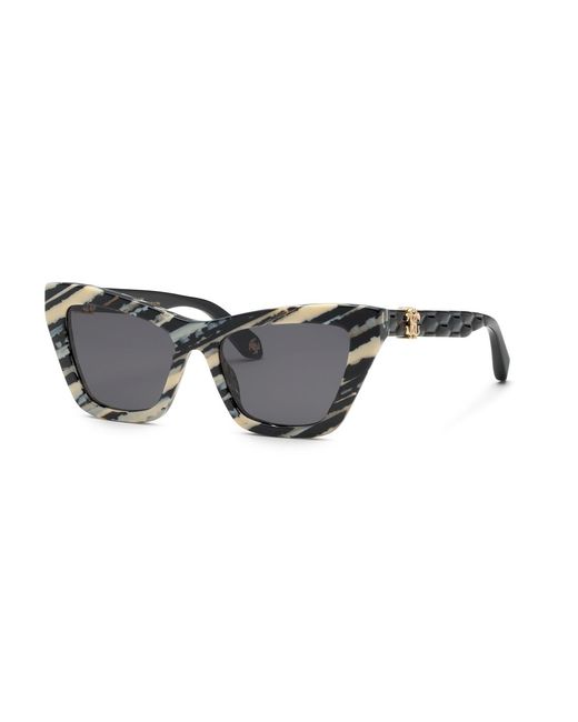 Roberto Cavalli Black Src091M 0Ahh Sunglasses Acetate Smoke Cat Eye Normal