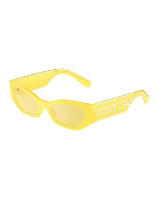 Dolce & Gabbana Yellow Dg6186 333485 Sunglasses Injected Cat Eye Normal Flash