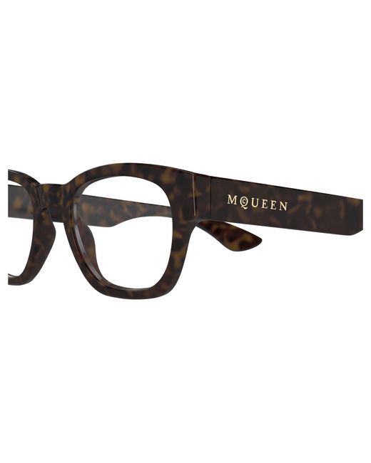 McQueen Black Am0530O 006 Optical Frames Acetate Transparent Round for men
