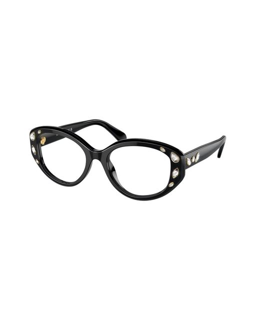 Swarovski Black Sk2006 1001 Optical Frames Acetate Transparent Geometric Normal