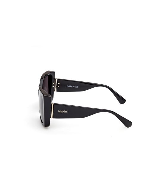 Max Mara Black Mm0131 Hinge 01A Sunglasses Acetate Smoke Squared Normal