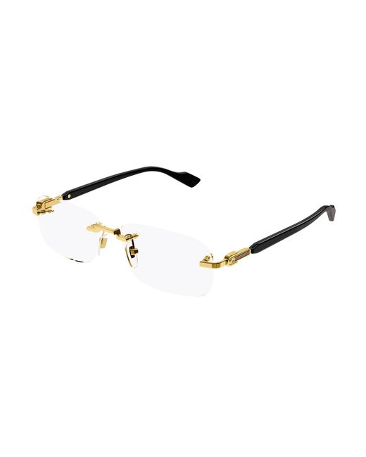 Gucci Black Gg1221O 002 Optical Frames Metal Squared for men