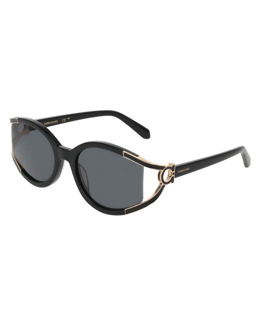 Ferragamo Black Sf2111S 001 Sunglasses Acetate Round Normal