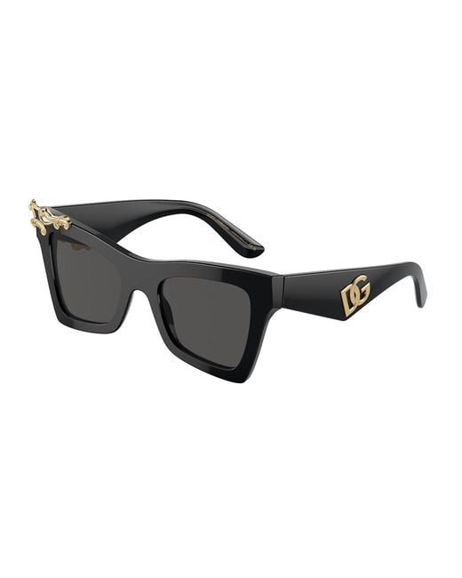 Dolce & Gabbana Black Dg4434 501/87 Sunglasses Acetate Cat Eye Normal