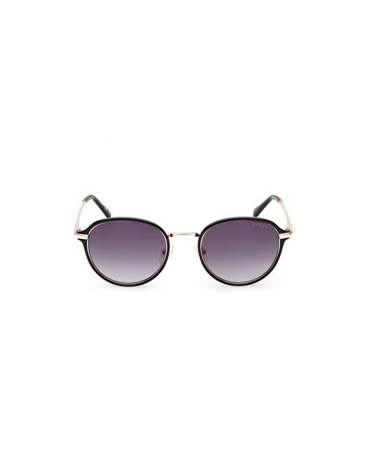 Guess Black Gu00068 01B Sunglasses Injected Smoke Round Normal Shaded for men