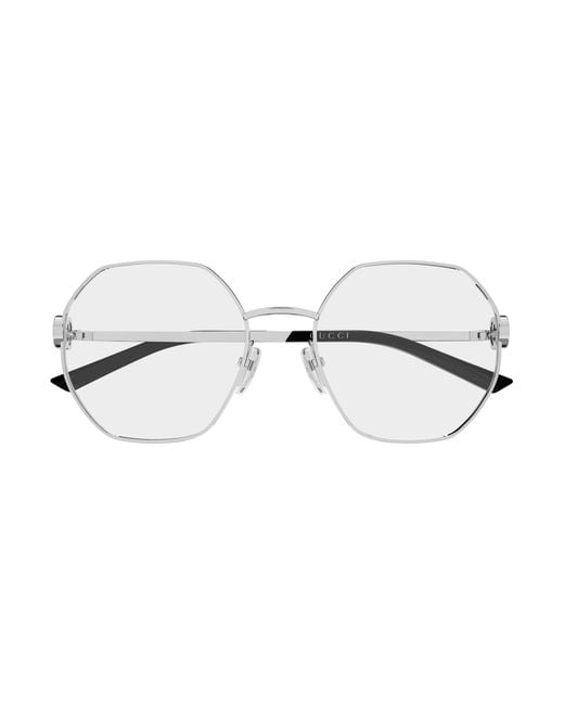 Gucci Black Gg2048O 007 Optical Frames Metal Transparent Geometric