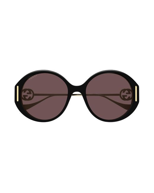 Gucci Black Gg1202Sk 001 Sunglasses Acetate Round Normal