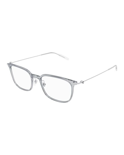Montblanc Black Mb0100O 002 Optical Frames Injected Transparent Squared for men