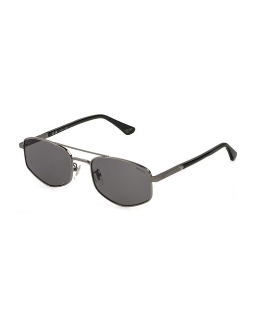 Police Black Splq84 New Crossroads 3 509 Sunglasses Metal Smoke Geometric Anti-Glare for men