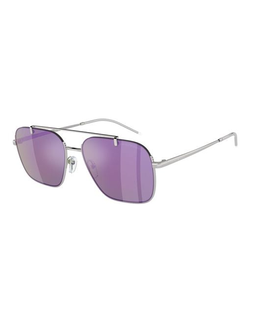 Emporio Armani Black Ea2150 30154V Sunglasses Metal Squared Mirrored Mirror for men