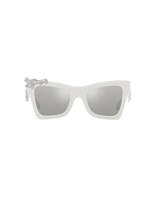 Dolce & Gabbana White Dg4434 33128V Sunglasses Acetate Cat Eye Normal Mirrored