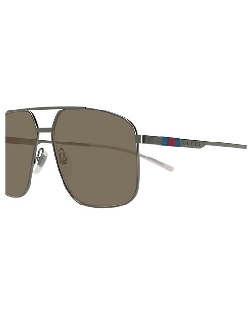 Gucci Black Gg1676S Ruthenium Metal Aviator Sunglasses for men