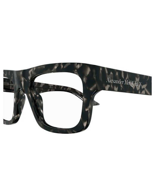 McQueen Black Am0452O 002 Optical Frames Acetate Transparent Squared for men