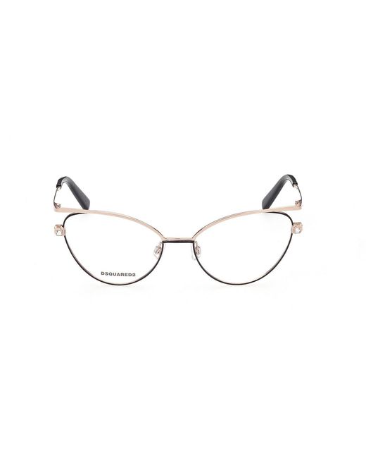 DSquared² Black Dq5333 028 Optical Frames Outlet Metal Cat Eye