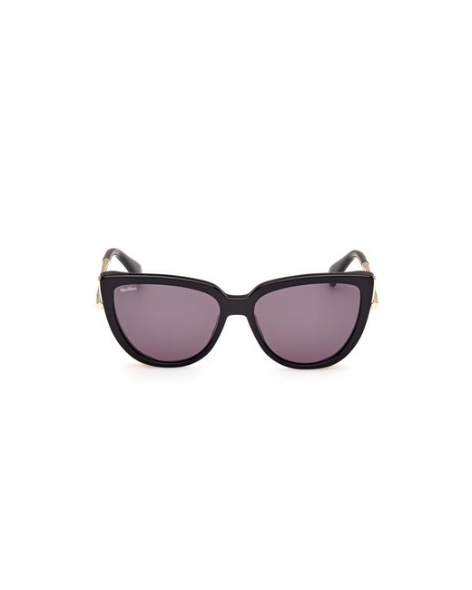 Max Mara Black Mm0095 Liz1 01A Sunglasses Acetate Smoke Cat Eye Normal