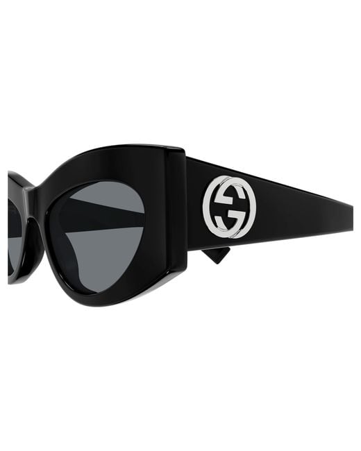 Gucci Black Gg1843S 001 Sunglasses Acetate Smoke Cat Eye