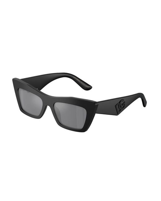 Dolce & Gabbana Black Dg4435 25256G Sunglasses Acetate Cat Eye Normal Mirror