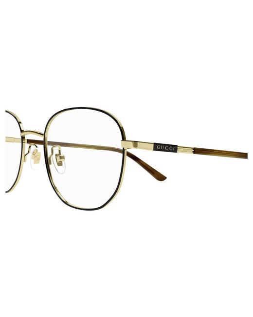 Gucci Black Gg1352O 003 Optical Frames Metal Round for men